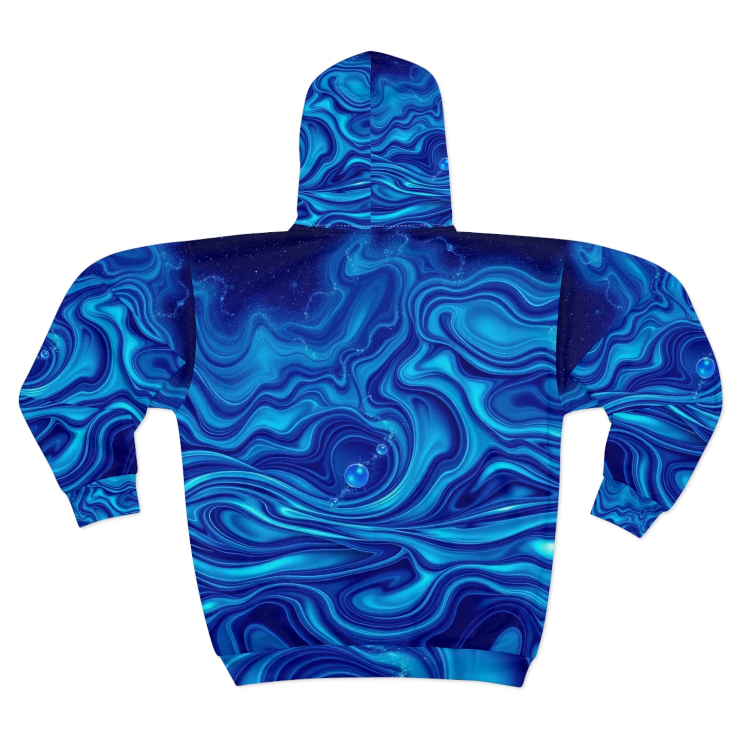 Water Element Blue Marble Unisex Zip Hoodie - Elemental Flow AOP Design, Aquatic Energy Gift, Celestial Ocean Sweatshirt