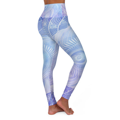 Libra Air Element High Waisted Yoga Leggings - Zodiac Harmony Artistic Spirals, Astrology Fitness Gift, Celestial Balance Design