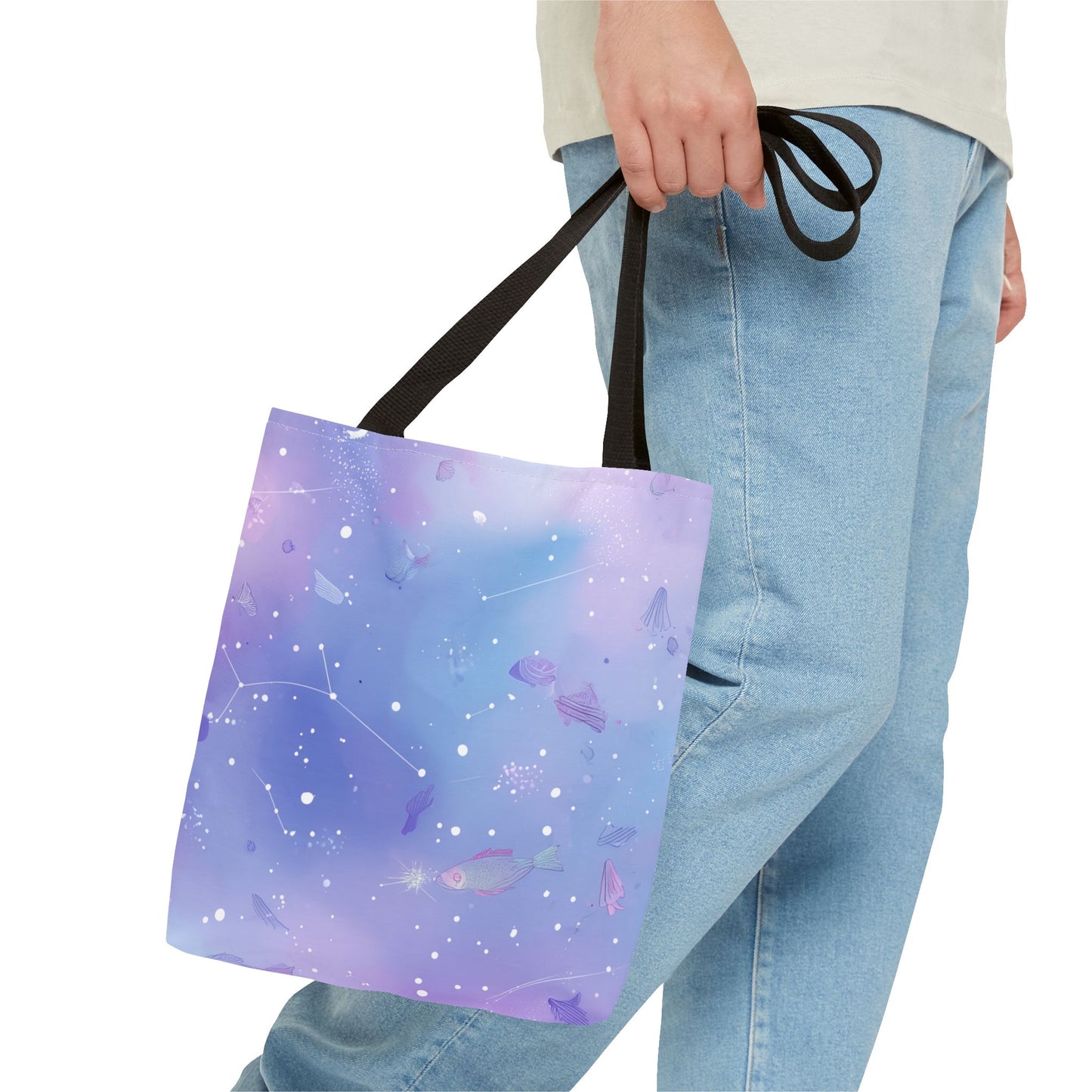 Celestial Tote Bag, Starry Sky Canvas Bag, Colorful Reusable Shopping Tote, Gift for Astronomers, Trendy Eco-Friendly Tote