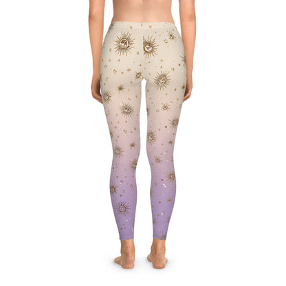 Celestial Stretchy Leggings - Cosmic Print, Yoga Pants, Activewear, Fitness Wear, Astrology Leggings