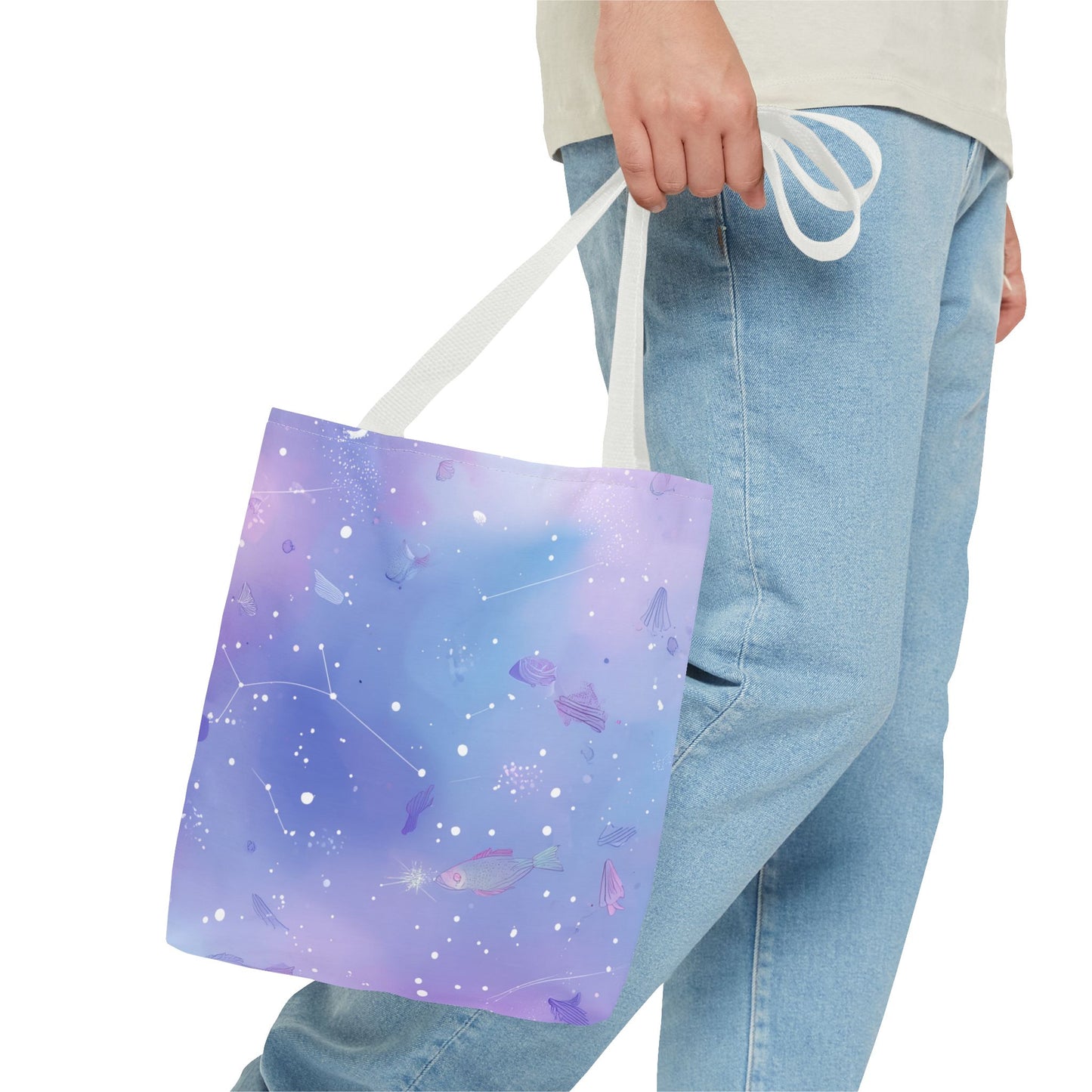 Celestial Tote Bag, Starry Sky Canvas Bag, Colorful Reusable Shopping Tote, Gift for Astronomers, Trendy Eco-Friendly Tote