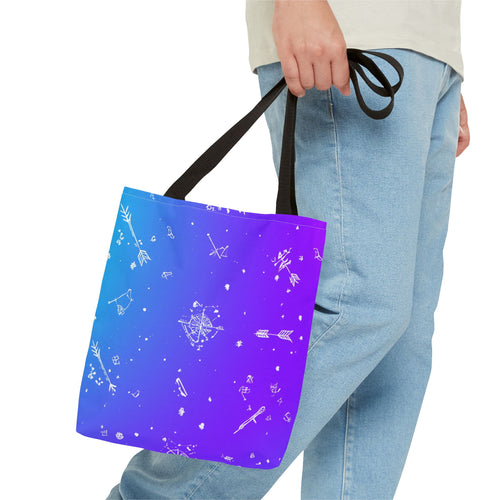 Cosmic Dreams Tote Bag, Starry Pattern Bag, Space Lover Tote, Colorful Shopping Bag, Galaxy Art Handbag