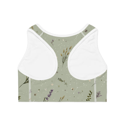 Floral Print Sports Bra, Fitness Activewear, Workout Gear, Yoga Top, Nature-Inspired Gym Wear, Perfect for Athletes