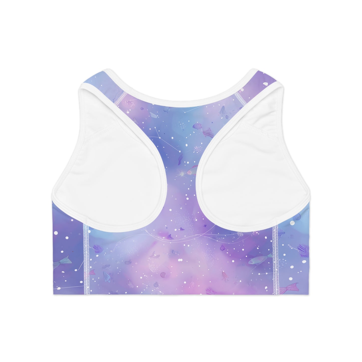 Dreamy Galaxy Sports Bra, Yoga Top, Activewear, Fitness Apparel, AOP Bra, Workout Gear