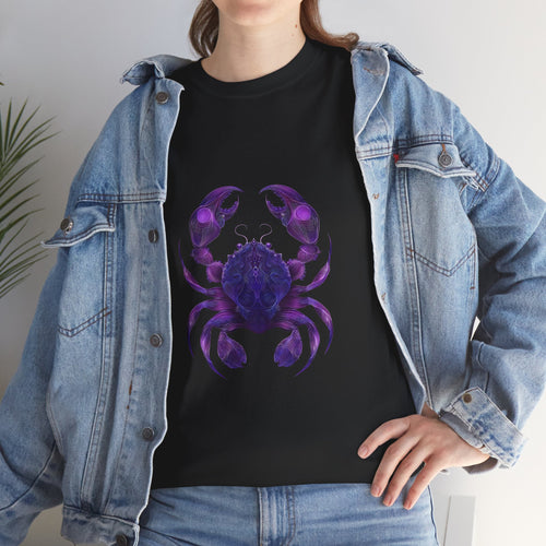 Cosmic Crab Unisex Heavy Cotton Tee - Perfect for Astrology Lovers, Comfortable Casual Wear, Gift for Birthdays and Holidays