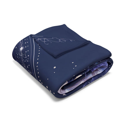Celestial Crab Fleece Blanket, Cozy Gift, Astrology Decor, Home Comfort, Starry Night