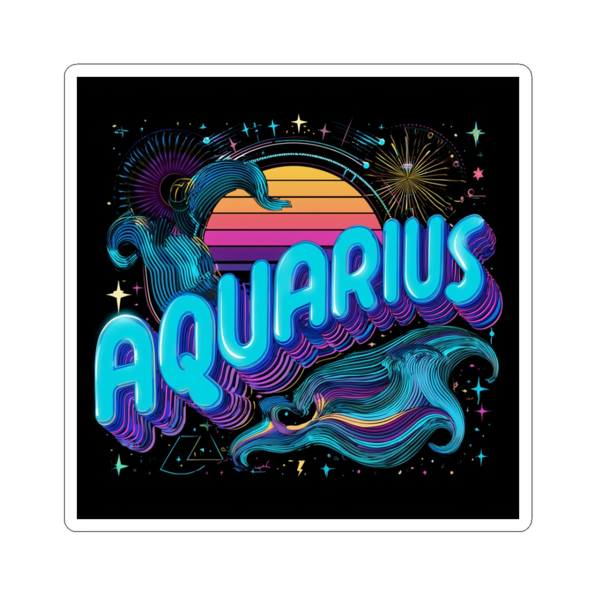 Aquarius Kiss-Cut Stickers | Astrology Stickers for Zodiac Lovers, Horoscope Decor, Laptop Stickers, Gifts for Aquarius