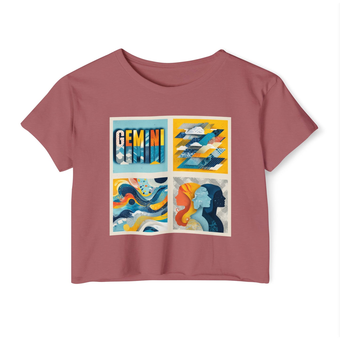 Gemini Festival Crop Top, Astrology Shirt, Women's Summer Top, Boho Crop Shirt, Birthday Gift, Festival Wear, Zodiac Apparel