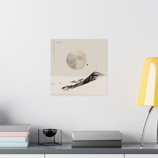 Satin Poster — Minimal Moon & Mountain Art Print (Sagittarius)