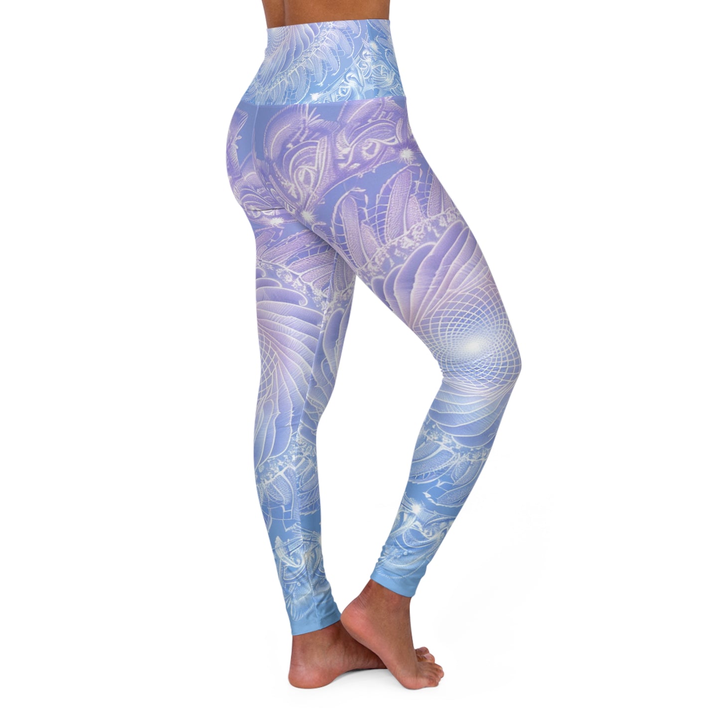Libra Air Element High Waisted Yoga Leggings - Zodiac Harmony Ocean Wave, Astrology Fitness Gift, Celestial Balance Design