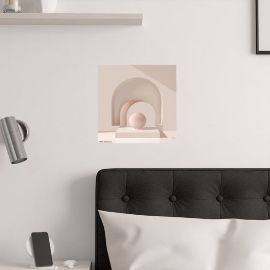 Minimalist Arch & Sphere Satin Poster — Neutral Beige Modern Wall Art (210gsm)