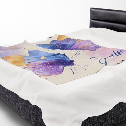 Gemini Velveteen Plush Blanket, Cozy Throw for Astrological Lovers, Butterfly Design, Zodiac Gift, Home Decor Accents