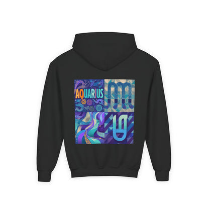 Aquarius Youth Hooded Sweatshirt, Zodiac Sweatshirt, Astrology Gift, Personalized Hoodie, Gift for Teens, Astrology Apparel