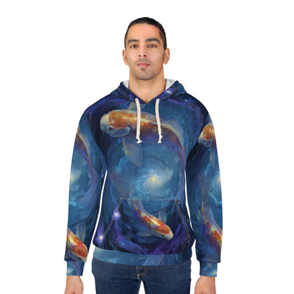 Cosmic Koi Fish Hoodie - Galaxy Art Pullover, Unisex Sweatshirt, Gift for Fish Lovers, Space Age Apparel, Zen Fashion
