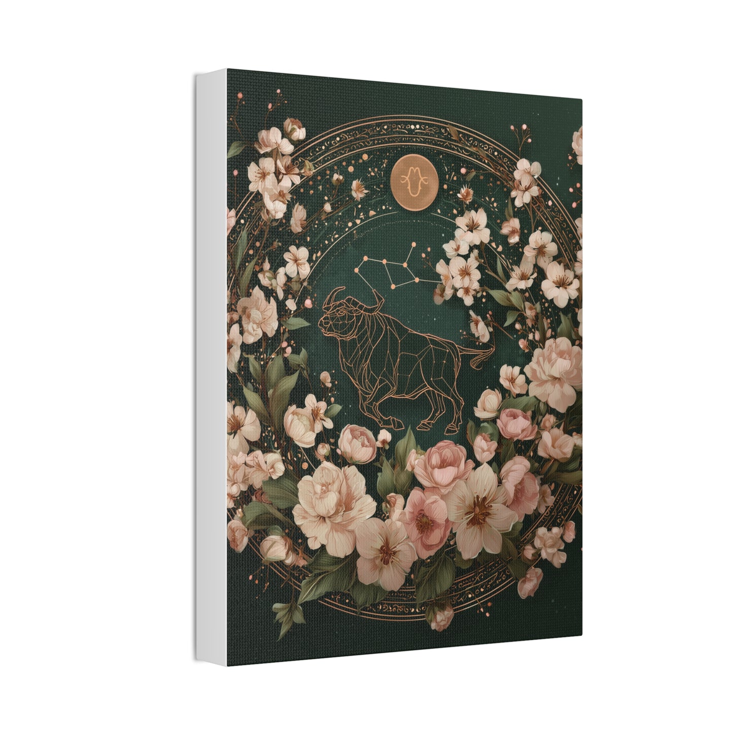 Taurus Zodiac Canvas Wall Art, Floral Taurus Print, Horoscope Gift, Astrology Decor, Celestial Artwork
