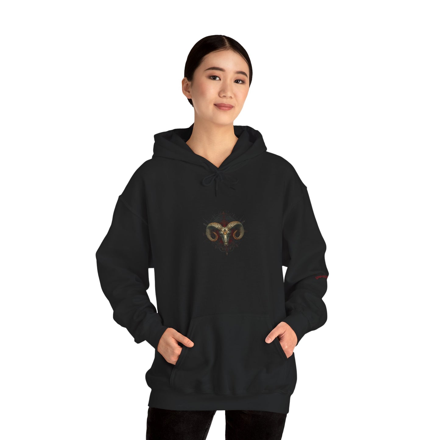 Mystical Ram Design Hooded Sweatshirt, Cozy Unisex Hoodie, Perfect for Nature Lovers, Festivals, Birthdays, and Gift Giving