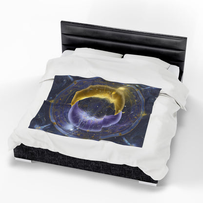 Celestial Velvet Blanket, Cozy Throw for Stargazers, Dreamy Home Decor, Spiritual Gift, Galactical Design for Meditation