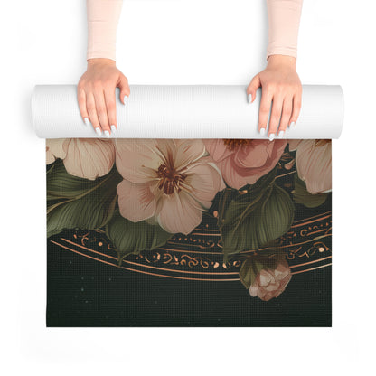 Celestial Floral Yoga Mat, Bohemian Fitness Mat, Taurus Zodiac Decor, Eco-Friendly Exercise Mat, Stylish Yoga Accessories