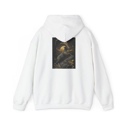 Capricorn Earth Element Cosmic Art Hoodie - Zodiac Achiever Pullover, Astrology Gift, Celestial Mountain Design