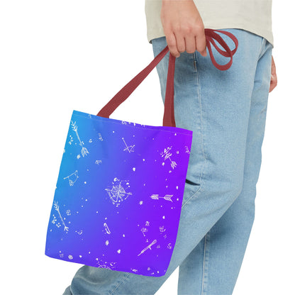 Cosmic Dreams Tote Bag, Starry Pattern Bag, Space Lover Tote, Colorful Shopping Bag, Galaxy Art Handbag