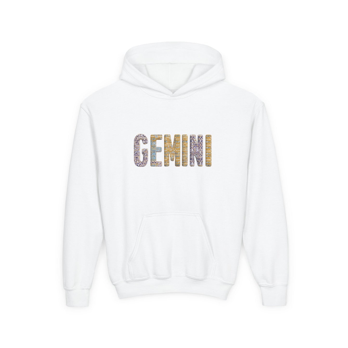 Gemini Art Youth Hoodie, Zodiac Sweatshirt, Astrology Pullover, Gift for Tween, Birthday Present, Cosmic Style
