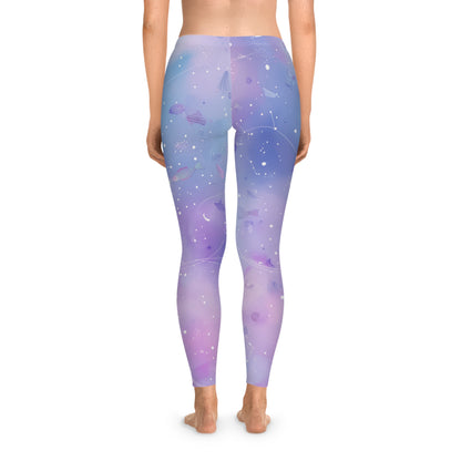 Cosmic Dream Stretchy Leggings, Workout Leggings, Yoga Pants, Galaxy Print Tights, Comfortable Athleisure Gear, Gift for Her
