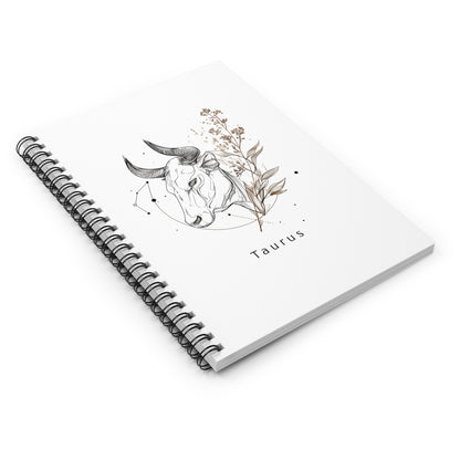 Taurus Spiral Notebook - Beautiful Floral Bull Design, Astrology Gift, Journal for Taurus, Taurus Birthday Gift, Aesthetic Stationery