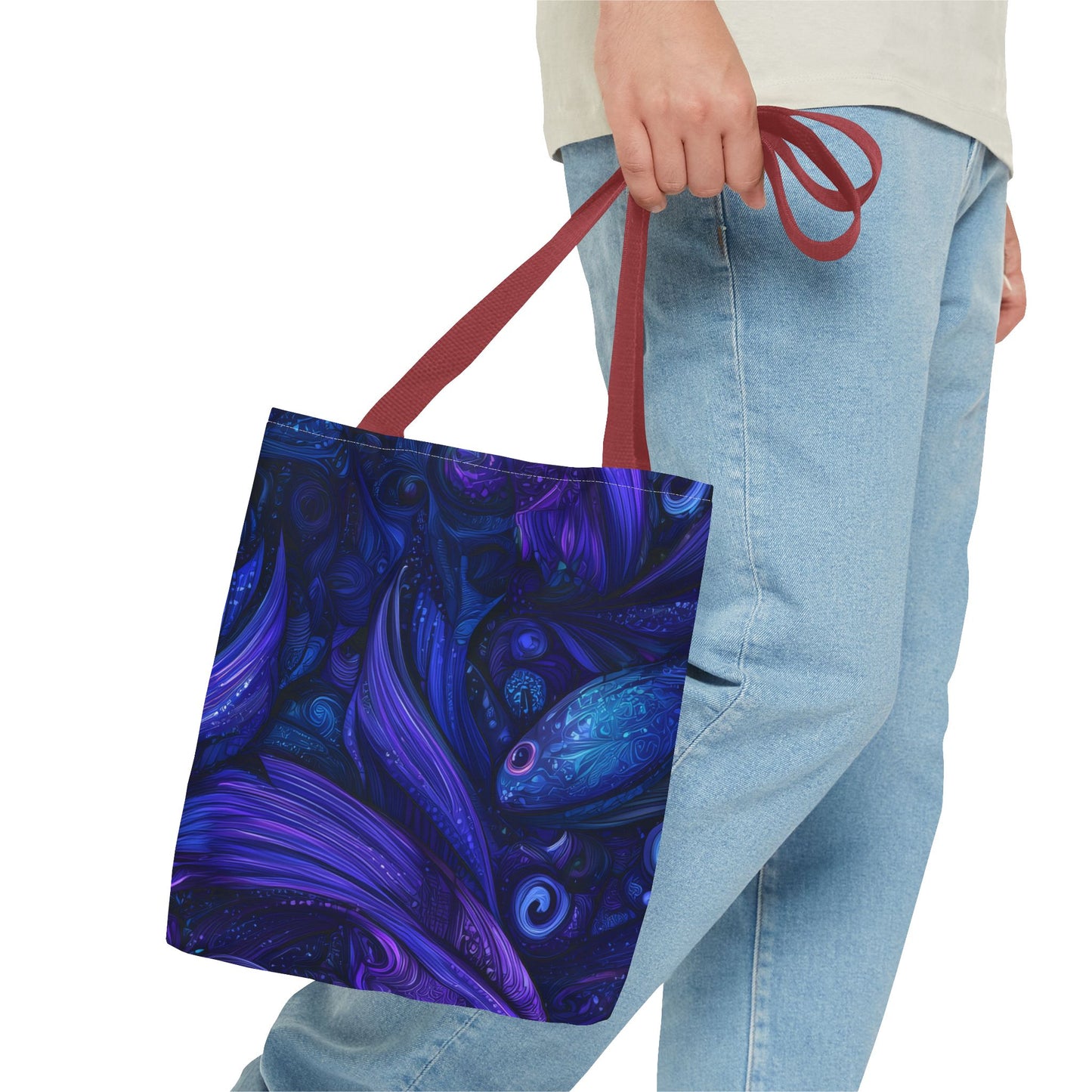 Mystical Fish Tote Bag, Bohemian Shoulder Bag, Eco-Friendly Shopping Bag, Art Lover Gift, Beach Bag, Colorful AOP Bag