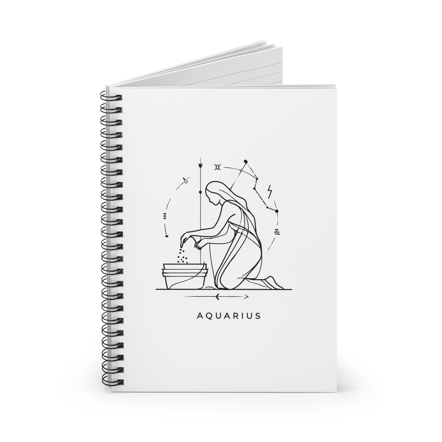 Aquarius Spiral Notebook - Zodiac Sign Journal, Perfect for Astrology Lovers, Note-taking, Gift for Birthdays, Inspirational Diary