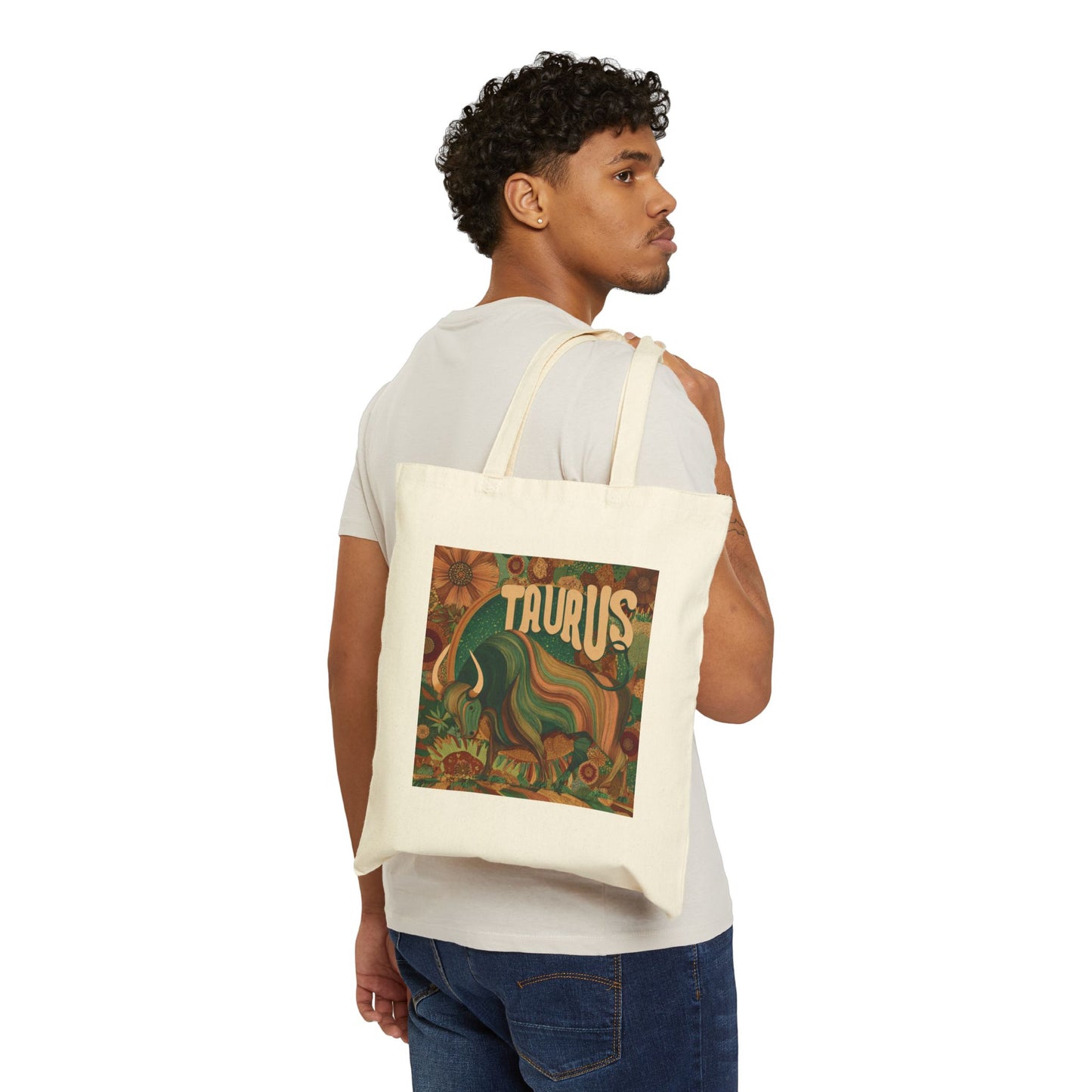 Taurus Zodiac Tote Bag with Colorful Design, Astrological Gift, Canvas Shopping Bag, Astrology Lover's Tote, Eco-Friendly Bag