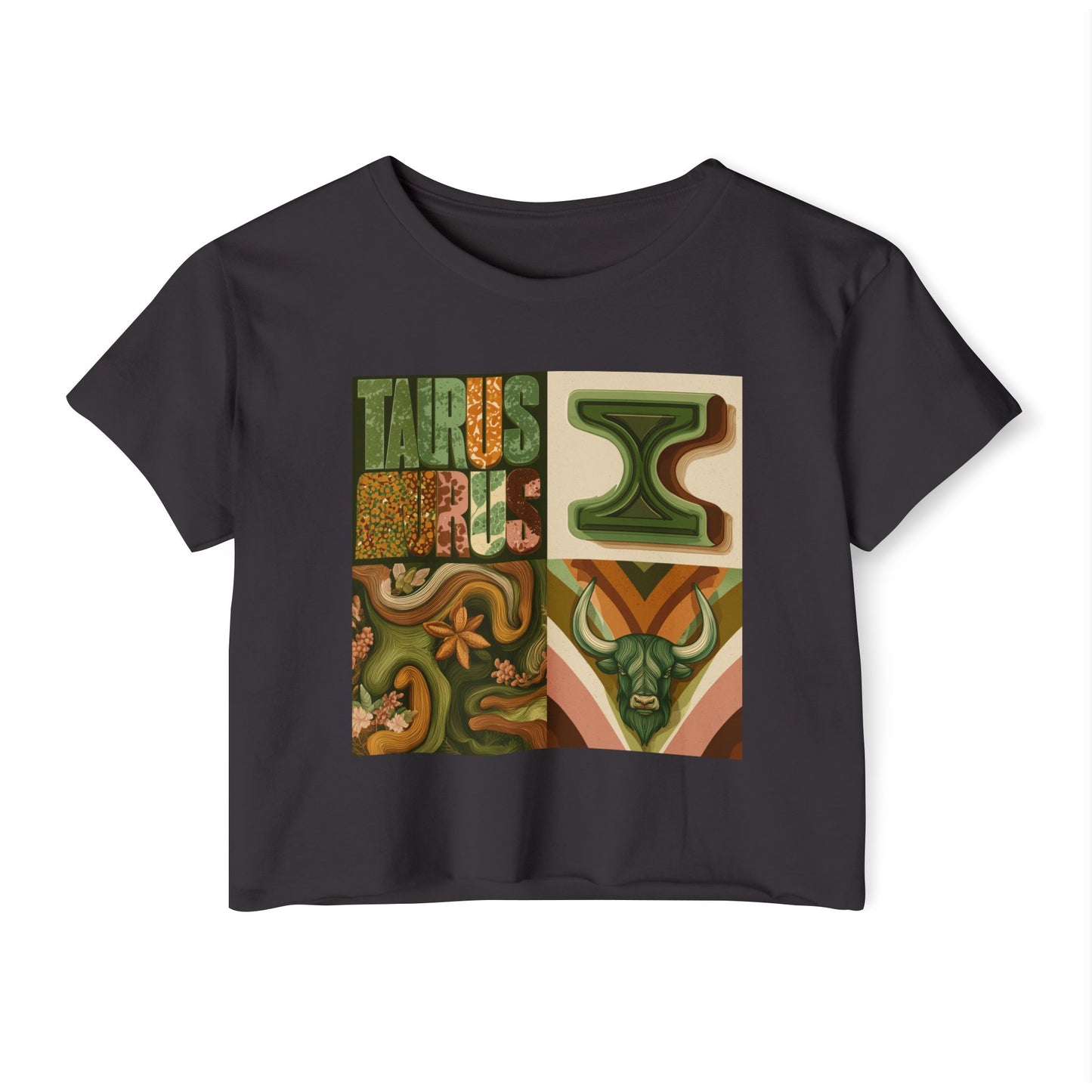 Bohemian Taurus Festival Crop Top, Cute Women's Summer Tee, Astrology Graphic Shirt, Birthday Gift, Music Festival Outfit