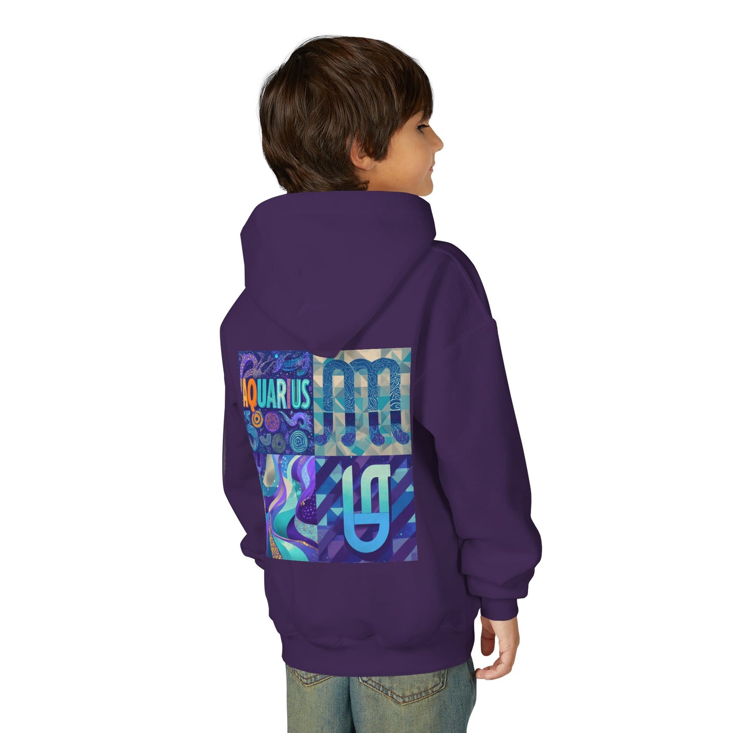 Aquarius Youth Hooded Sweatshirt, Zodiac Sweatshirt, Astrology Gift, Personalized Hoodie, Gift for Teens, Astrology Apparel