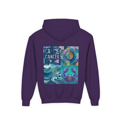 Cancer Zodiac Hoodie for Youth, Astrology Gift, Cool Sweatshirt for Teens, Astrology Apparel, Birthday Gifts, Zodiac Sign Sweatshirt
