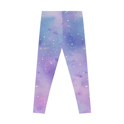 Cosmic Dream Stretchy Leggings, Workout Leggings, Yoga Pants, Galaxy Print Tights, Comfortable Athleisure Gear, Gift for Her