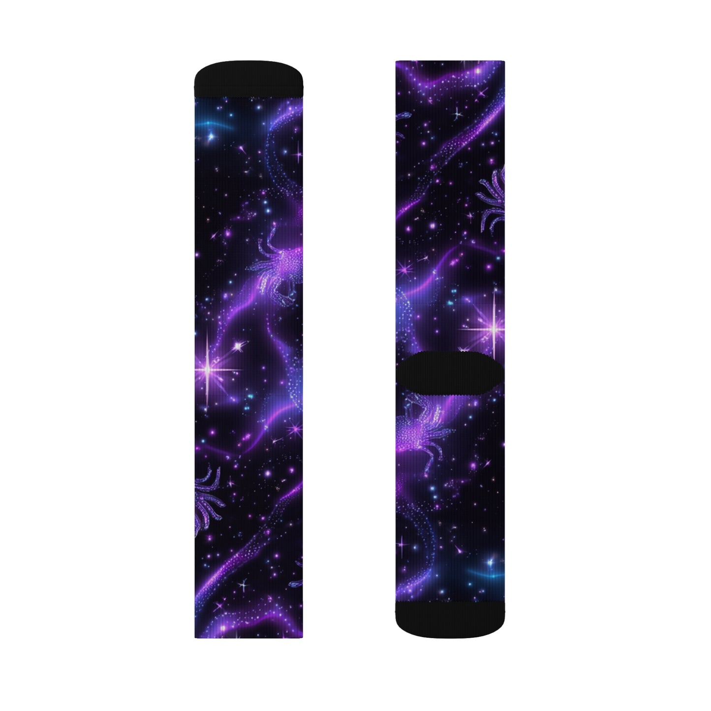 Water Element Cancer Socks | ♋ Cosmic Crab | Psychedelic Galaxy Crew Socks