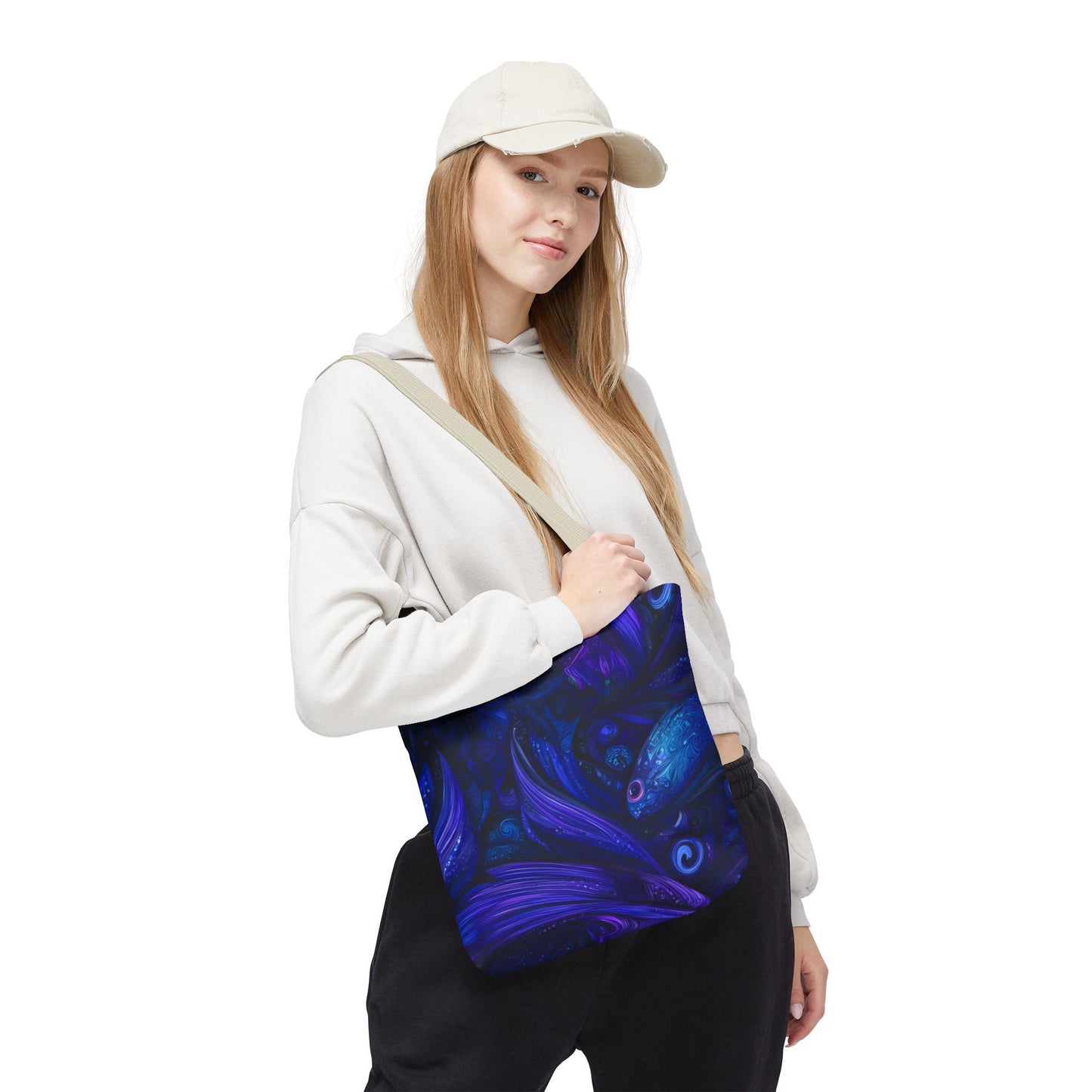 Mystical Fish Tote Bag, Bohemian Shoulder Bag, Eco-Friendly Shopping Bag, Art Lover Gift, Beach Bag, Colorful AOP Bag