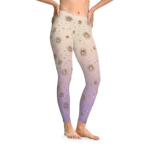 Celestial Stretchy Leggings - Cosmic Print, Yoga Pants, Activewear, Fitness Wear, Astrology Leggings