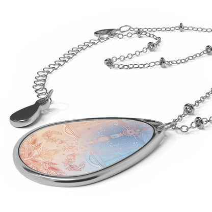 Libra Air Element Serene Oval Necklace - Zodiac Harmony Handmade Jewelry, Astrology Gift, Celestial Balance Design