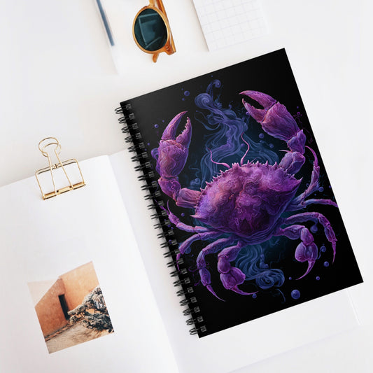Water Element Cancer Notebook | ♋ Purple Crab | Psychedelic Spiral Journal