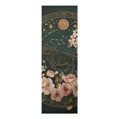 Celestial Floral Yoga Mat, Bohemian Fitness Mat, Taurus Zodiac Decor, Eco-Friendly Exercise Mat, Stylish Yoga Accessories