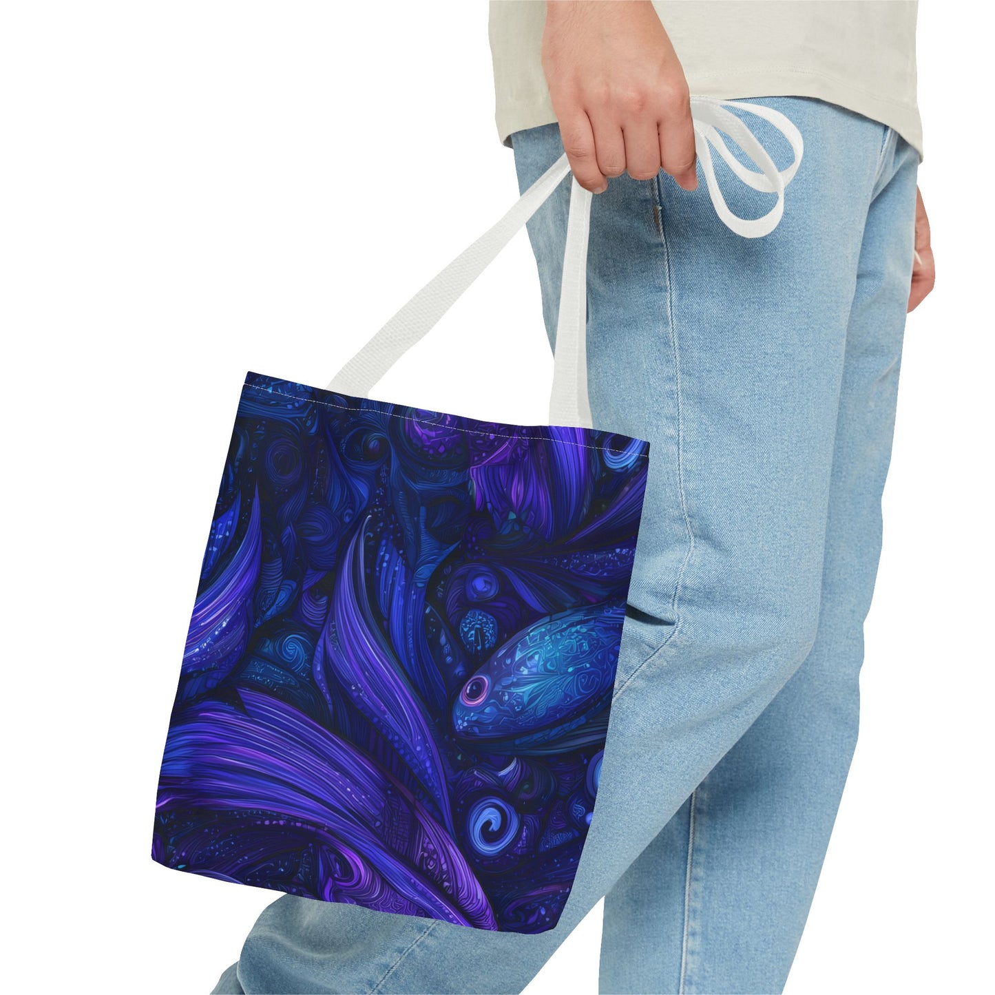 Mystical Fish Tote Bag, Bohemian Shoulder Bag, Eco-Friendly Shopping Bag, Art Lover Gift, Beach Bag, Colorful AOP Bag
