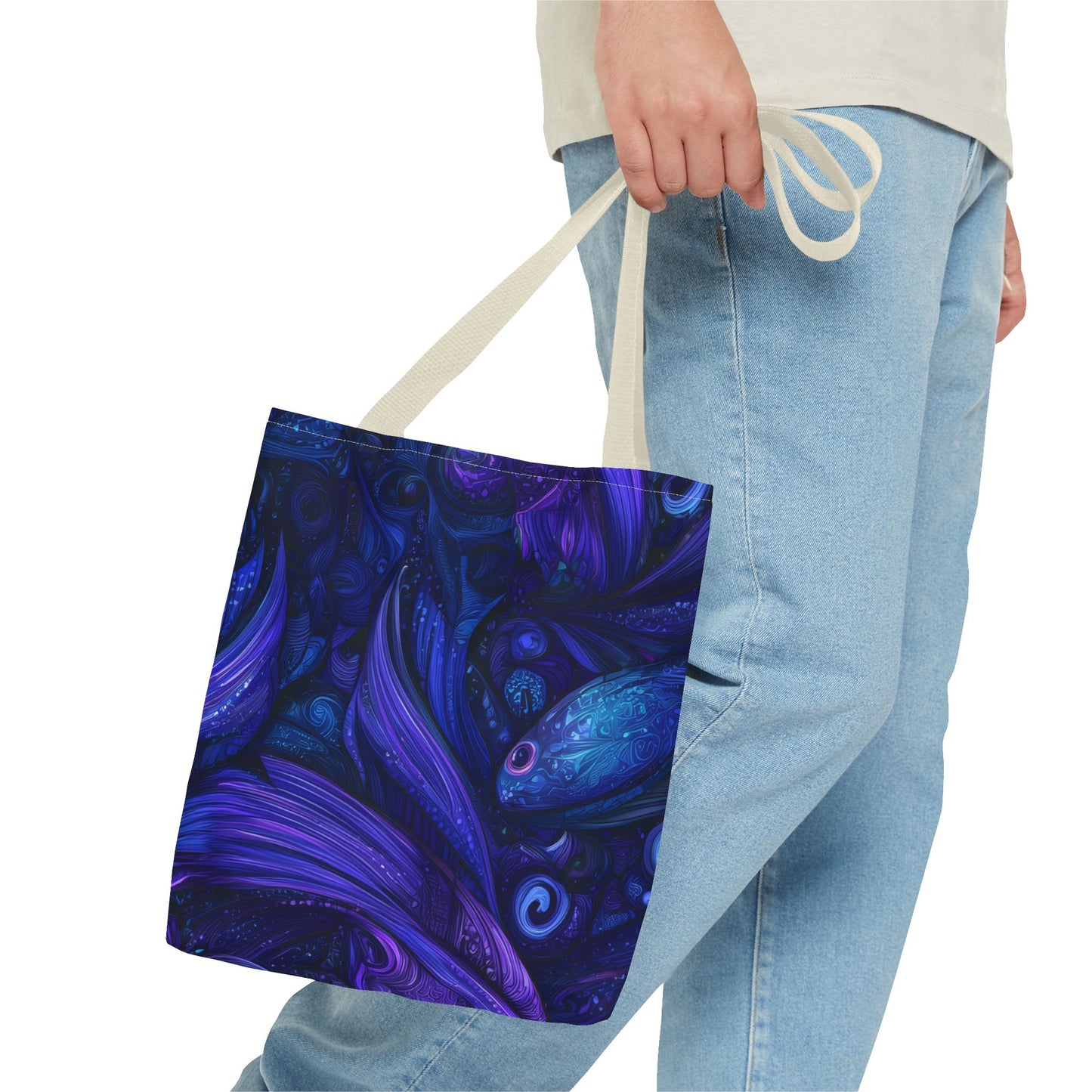 Mystical Fish Tote Bag, Bohemian Shoulder Bag, Eco-Friendly Shopping Bag, Art Lover Gift, Beach Bag, Colorful AOP Bag