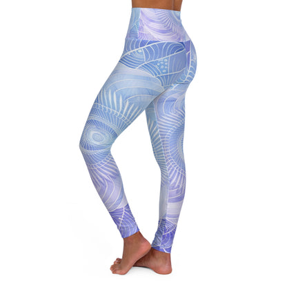 Libra Air Element High Waisted Yoga Leggings - Zodiac Harmony Artistic Spirals, Astrology Fitness Gift, Celestial Balance Design