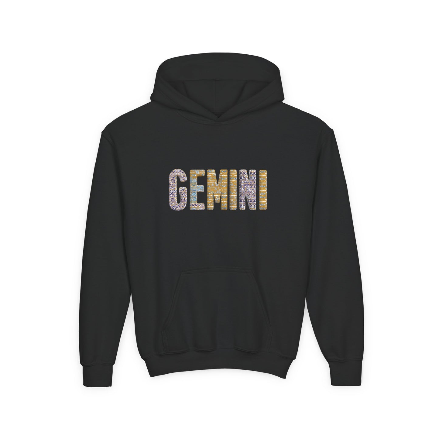 Gemini Art Youth Hoodie, Zodiac Sweatshirt, Astrology Pullover, Gift for Tween, Birthday Present, Cosmic Style