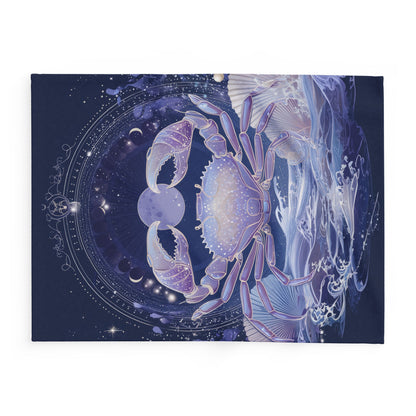 Celestial Crab Fleece Blanket, Cozy Gift, Astrology Decor, Home Comfort, Starry Night