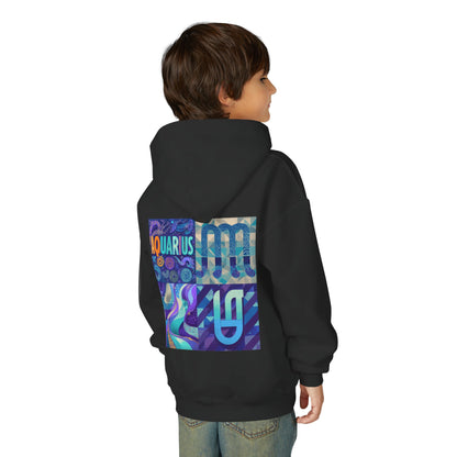 Aquarius Youth Hooded Sweatshirt, Zodiac Sweatshirt, Astrology Gift, Personalized Hoodie, Gift for Teens, Astrology Apparel