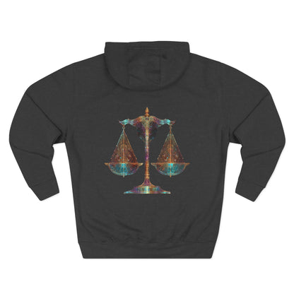 Air Element Libra Fleece Hoodie | ♎ Harmony Scales | Psychedelic Zodiac Sweatshirt