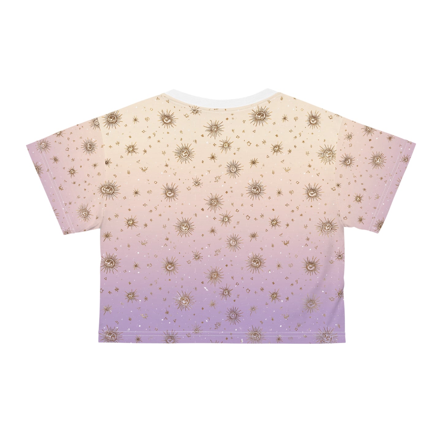 Celestial Crop Tee, Vintage Style Crop Top, AOP Summer Tee, Festival Wear, Bohemian T-Shirt, Astrology Fashion