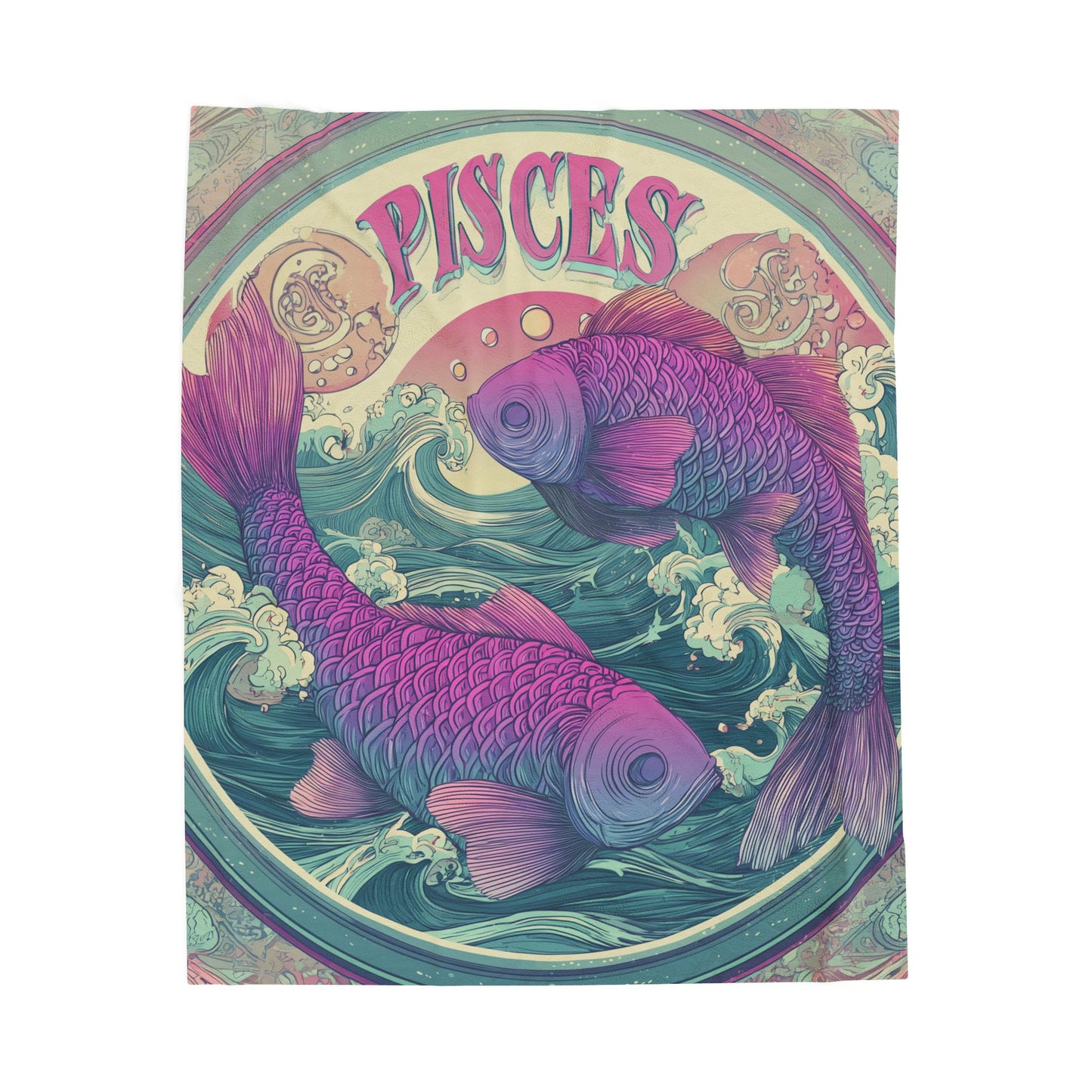 Pisces Velveteen Plush Blanket, Soft Blanket for Astrology Lovers, Cozy Throw for Home Decor, Gift for Zodiac Sign, Seasonal Decor