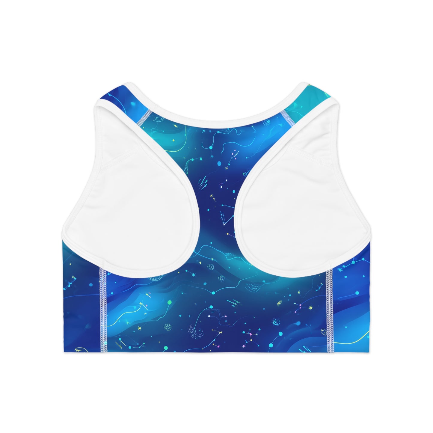 Galaxy-Themed Sports Bra, Workout Gear, Activewear, Yoga Bra, Fitness Apparel, Stylish Gym Wear